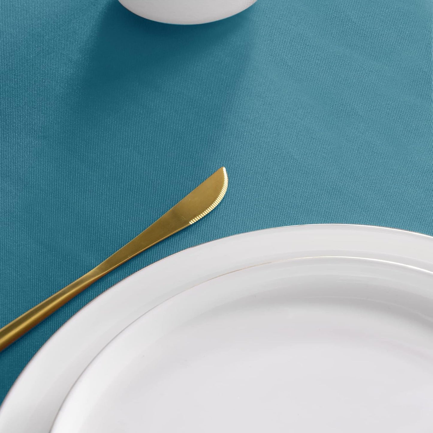 sancua Round Tablecloth - 48 Inch - Water Resistant Spill Proof Washable Polyester Table Cloth Decorative Fabric Table Cover for Dining Tables, Buffet Parties and Camping, Teal