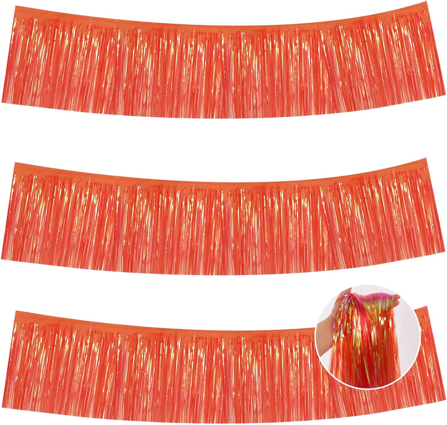 BEISHIDA 3 Packs Metallic Foil Fringe Garland Shining Red Wall Hanging Tinsel Fringe Banners for Car Floats Bridal Shower Wedding Birthday Easter Graduation Holiday Party Decoration(30 Feet)