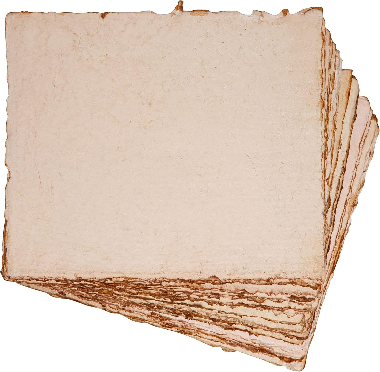 Wanderings Handmade Deckled Edge Vintage Paper - 10"x12" - Thick 300 GSM - Pack of 25 - Watercolor, Mixed Media for Artists, Writers, Bookmaking, Arts & Crafts - 100% Recycled Cotton