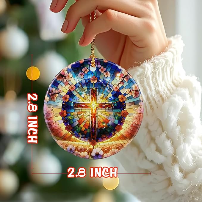 Christmas Ornaments, Catholic Cross Ornaments, Religious Christmas Decorations & Christian Home Decor | Religious Gift, Christian Gift, Spiritual Gifts, Boho Mandala Cross Ornament Gifts