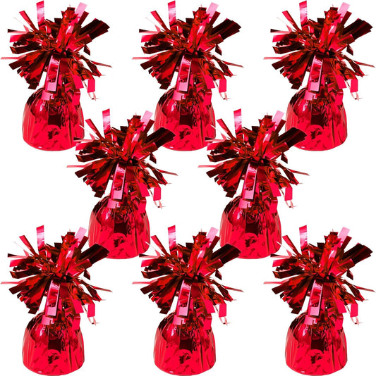 8 Pcs Red Metallic Balloon Weights Holder Anchors Balloon Holder Weights for Helium Balloons Birthday Graduation Party Christmas Wedding Celebration Decoration (Red)