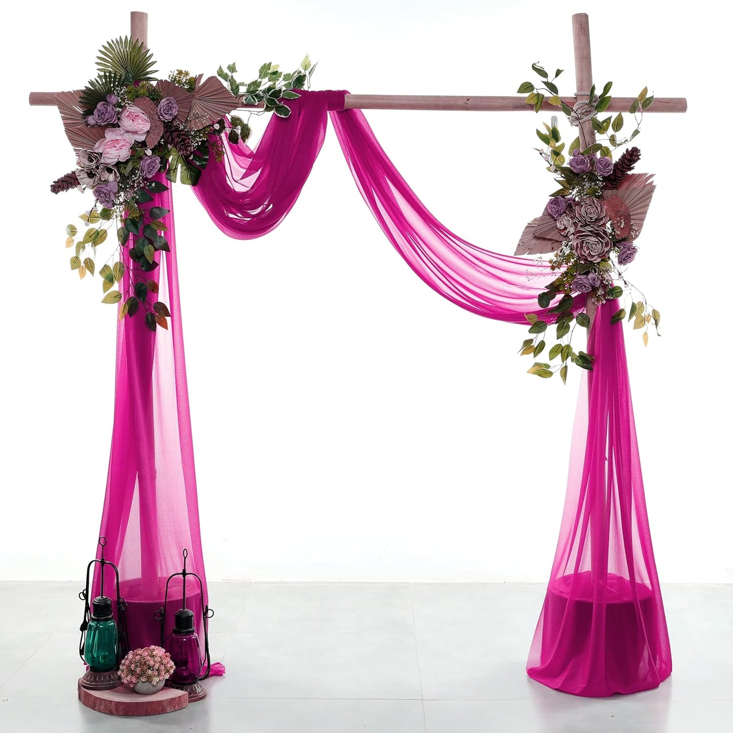 VDS Pack of 1 Panel (30 Inch X 40 Feet) Wedding Arch Draping Fabric Sheer Chiffon Fabric Drapery for Wedding Ceremony Reception Swag Backdrop Canopy Chuppah ARBO Altars Decoration (Magenta)