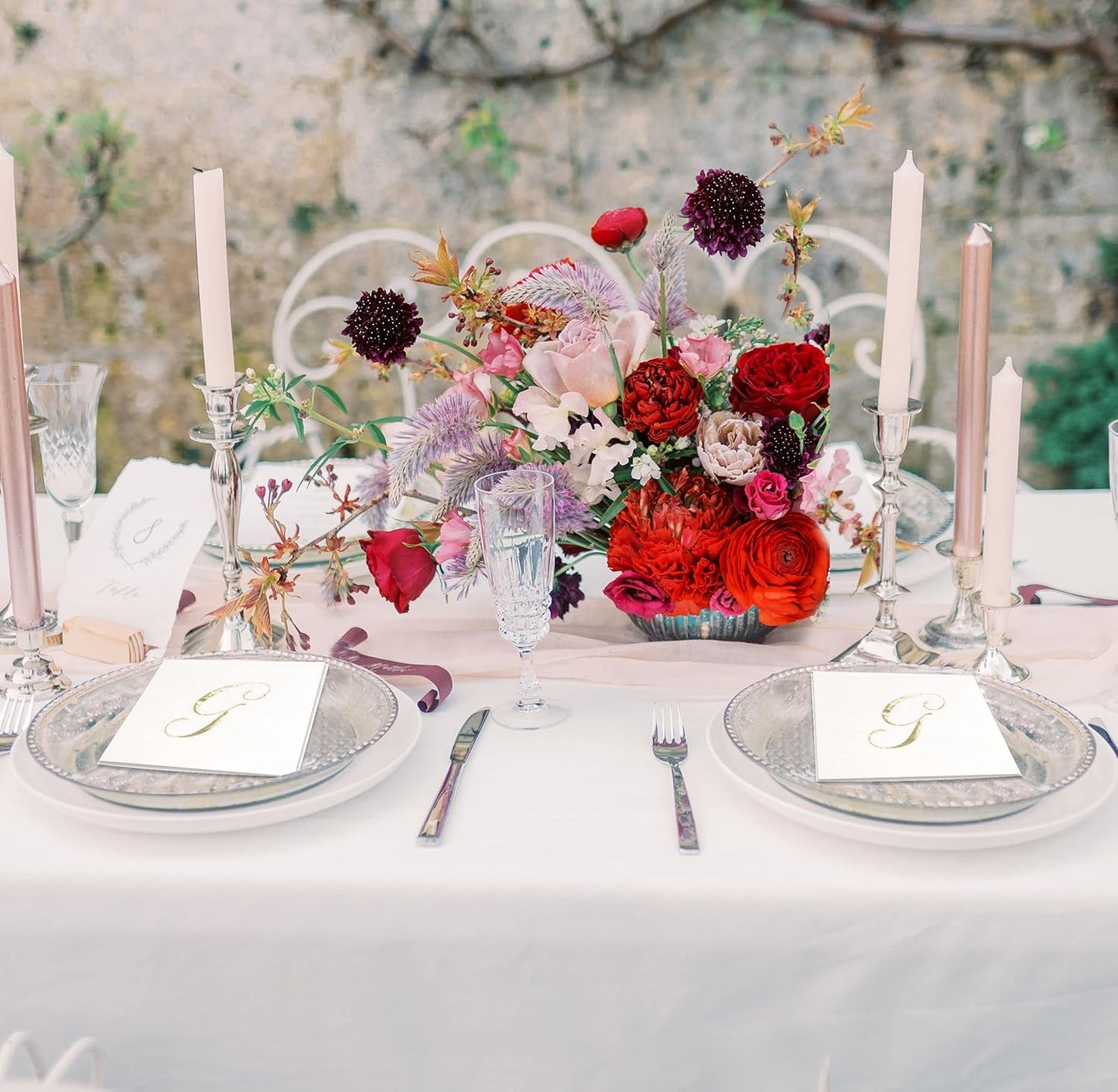 Gift Boutique 100 Gold Monogram Cocktail Napkins Letter G Disposable Paper Pack Elegant Metallic Golden Foil Hand Napkin for Powder Room Wedding Holiday Birthday Party Baby Shower Decorative Towels