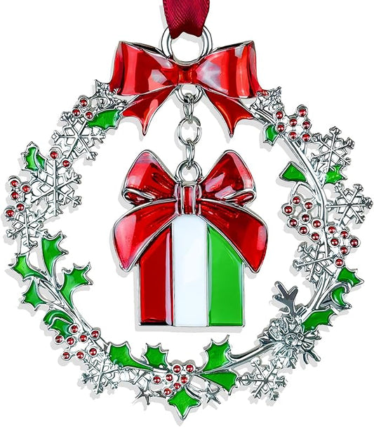 Christmas Ornament 2025 Silver Box Ornament Funny Holiday Xmas Keepsake Tree Hanging Decor Christmas Decorative Xmas Gifts for Family Friends