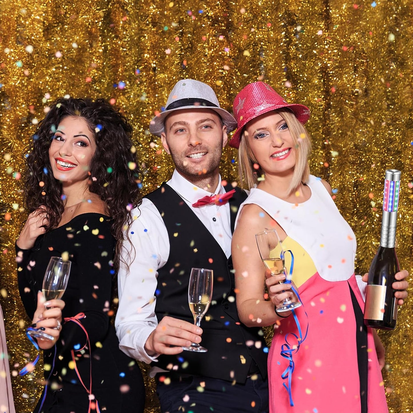 8 Pieces RGB LED Strobe Baton Light Rechargeable Bottle Service Sparklers Stick Reusable Champagne Bottle Handheld LED for Club Stage Nightclub Party Concert Event Bar Outdoor - Silver