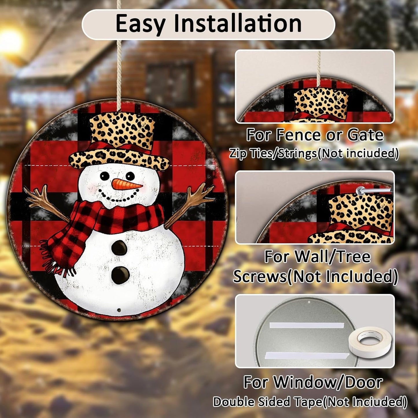 Round Christmas Snowman Tin Sign Vintage Snowman Sign Rustic Wall Decor For Christmas Home Fireplace And Holiday Gatherings Retro Sign 8 * 8 in