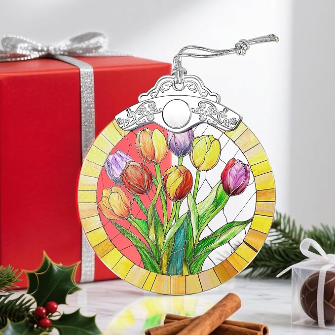 Christmas Ornaments: Stained Glass Ornament, Christmas Tree Ornament, Hanging Ornaments for Home Decor & Xmas Tree Decorations – Exquisite Holiday Decor, Gifts & Holiday Present - Tulips