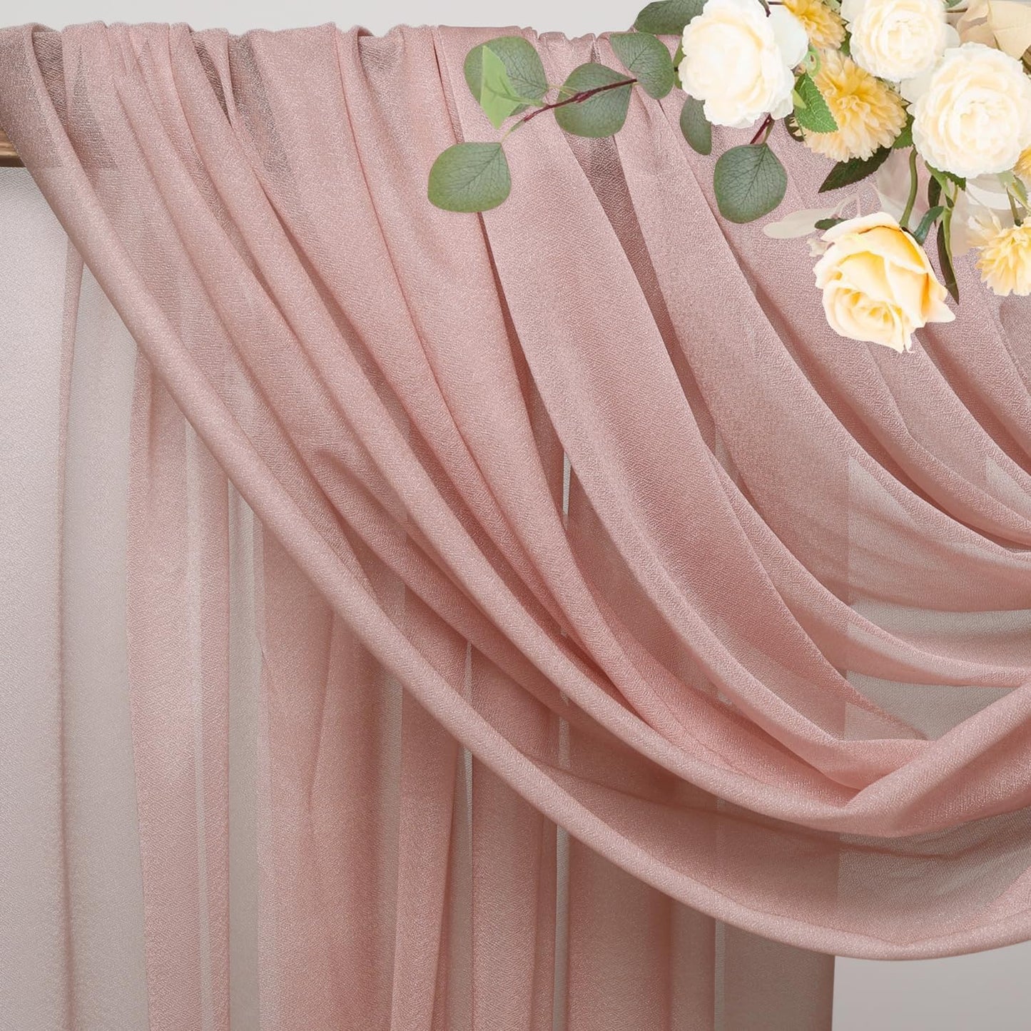 Wokceer Wedding Arch Draping Fabric 28.7"" x 20FT Dusty Rose Drapes Sheer Fabric Backdrop Arch Draping Fabric for Wedding Ceremony Birthday Party Bridal Shower Decoration, 1 Panel