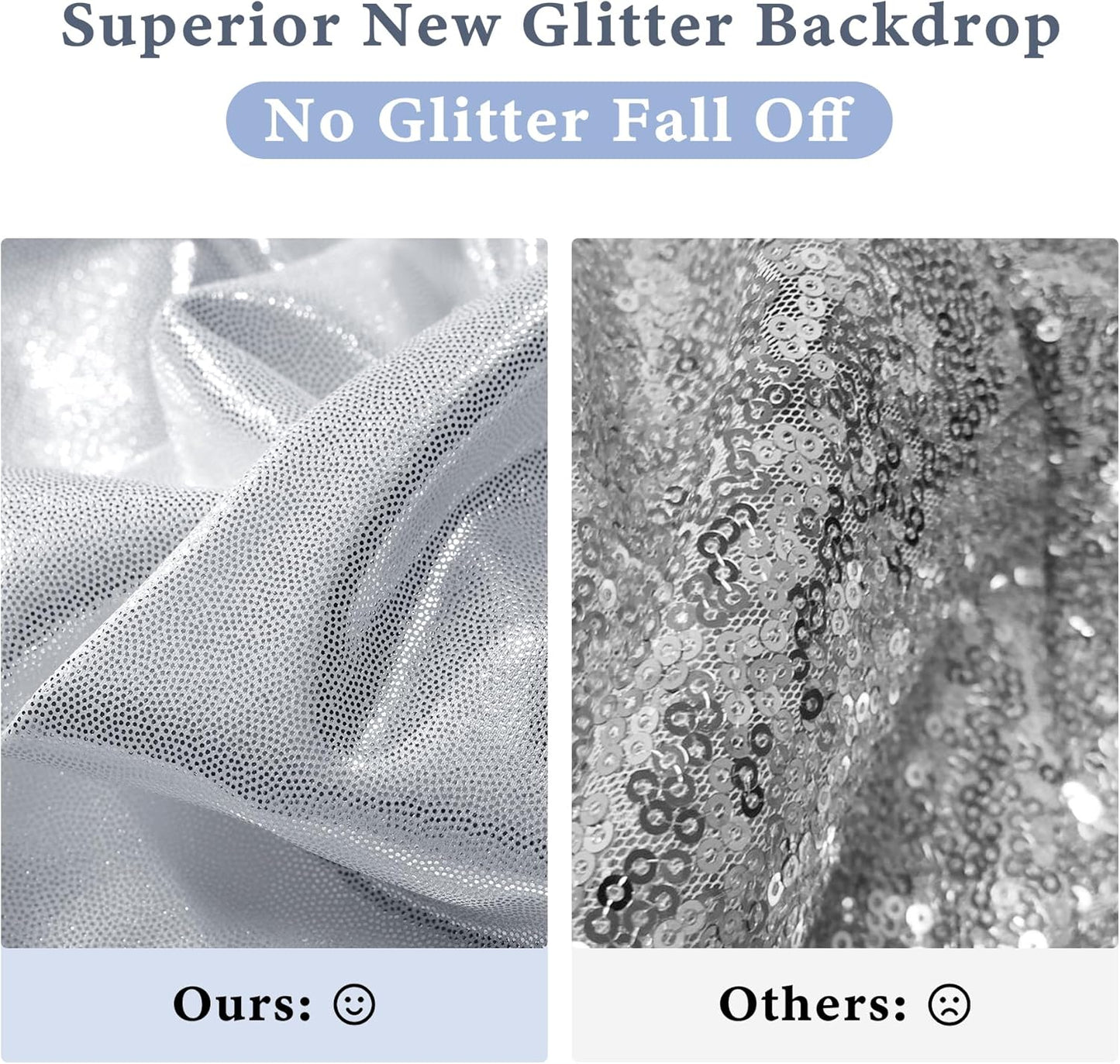 Outpain Thick 40 ft x 10 ft Silver Sequin Backdrop Curtain for Parties, Wrinkle Free Glitter Photo Backdrop Drapes 8 Panels 5x10ft Silver Back Drop Cloth for Wedding Christmas Photography Background