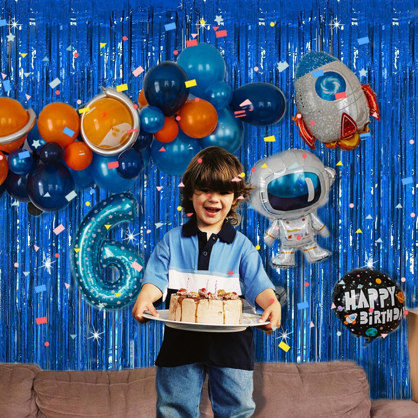 Tinsel Curtain Party Backdrop Blue Birthday Decorations 5 Packs Glitter Foil Fringe Curtain Party Decor Streamers Photo Booth for Birthday Christmas Wedding Halloween Graduation Decorations