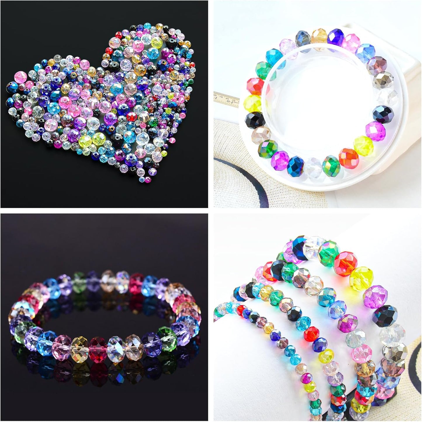 500Pcs 6mm Colors Random Crystal Glass Beads for Jewelry Making Beads for Bracelets Necklace Pendants Making Supplies(Mixed Colors)