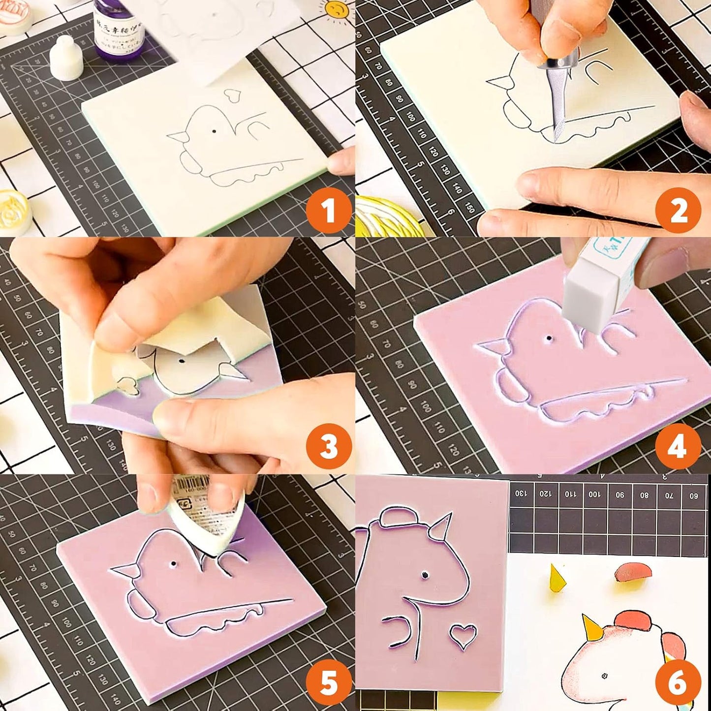 Rustark 22 Pcs Mixed Rubber Stamp Carving Blocks Set with Carving Knives and Whetstone, Carve Block Printing Carving Block Kit for Printmaking, Scrapbooking, Sculpting, Stamping