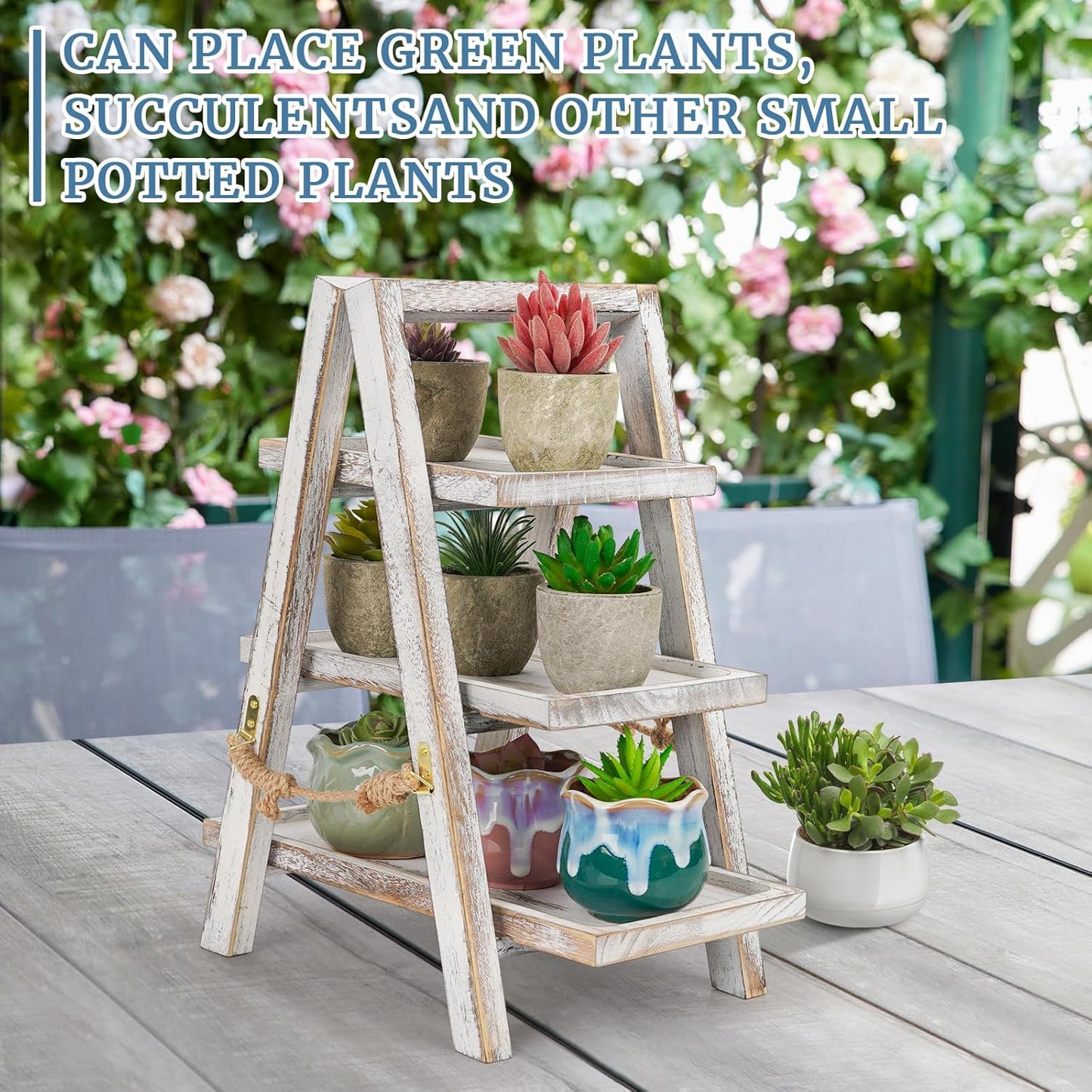 Wooden Cupcake Stand, 3 Tier Cupcake Display Stand for Dessert Display, Dessert Stands with Serving Tray and Foldable Stand for Party, Birthday, Wedding, Events, Baby Shower (White)