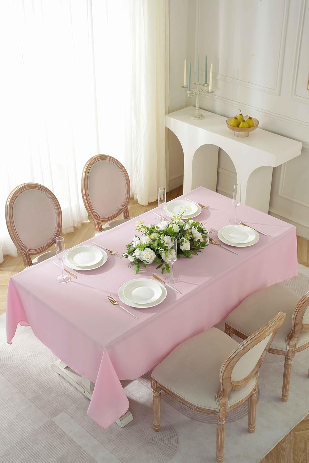 Craft And Party Rectangle Tablecloth, 70 x 120 Inch Pink Tablecloth, Polyester Fabric Washable Table Cloth for Home, Party, Wedding or Restaurant Use.