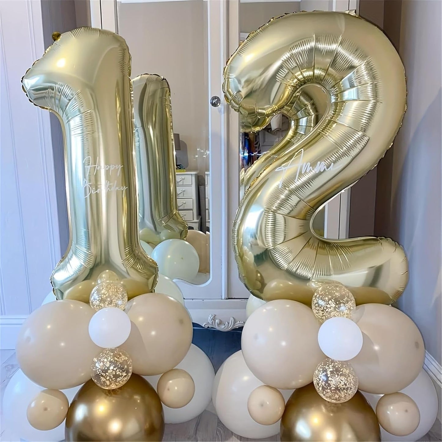 Number 3 Balloon 40 Inch, Big Large Foil light gold Number Balloons, Jumbo Giant Mylar Number 3 Balloons for 3 Year Old Birthday Party Decorations (Number 3)