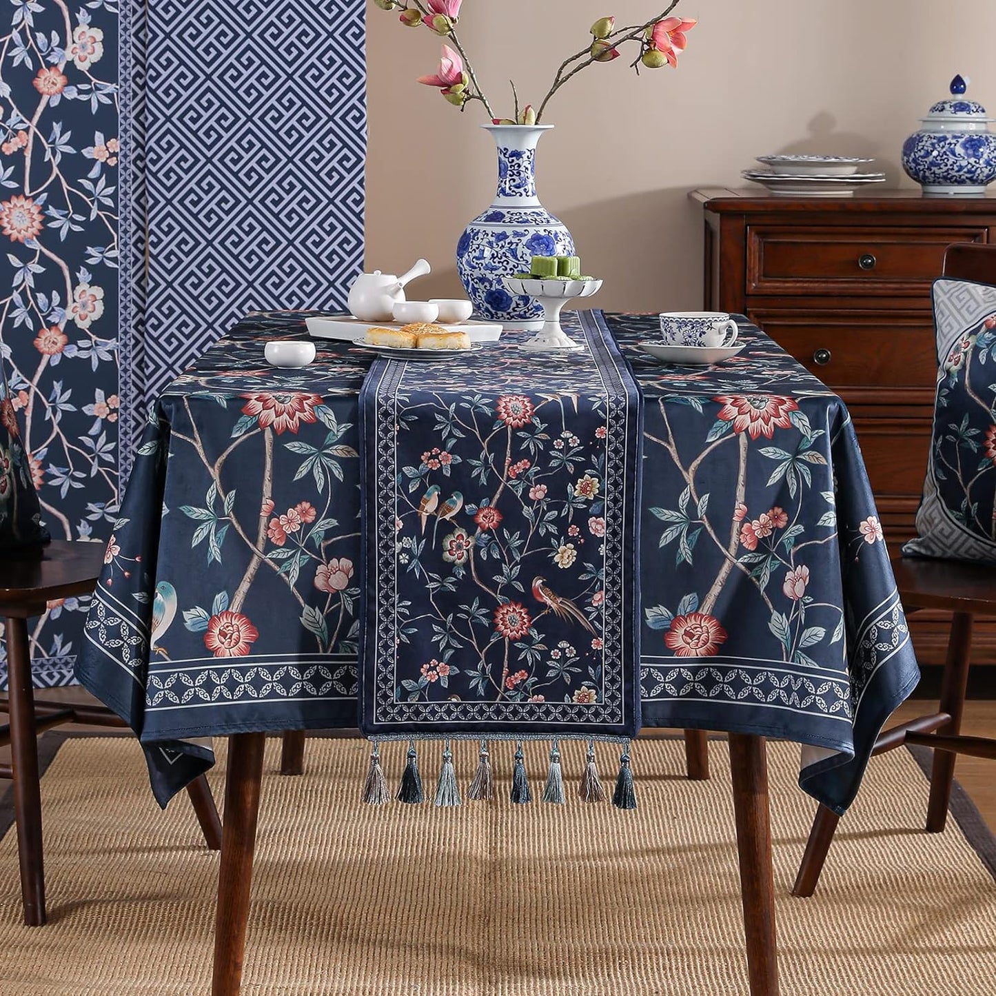 Velvet French Table Runner Farmhouse for Home Kitchen Dining Decor Parties Family Dinners Wedding 12"*118"