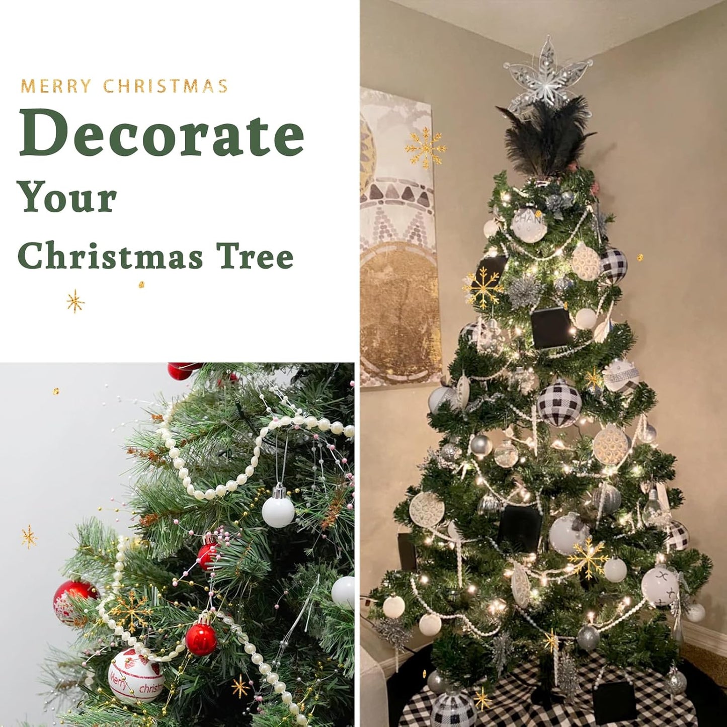 Flat Pearl Garland String 11 Yards, 10MM Half-Round Beaded Spool Roll Crafts for Wedding Decoration (White)