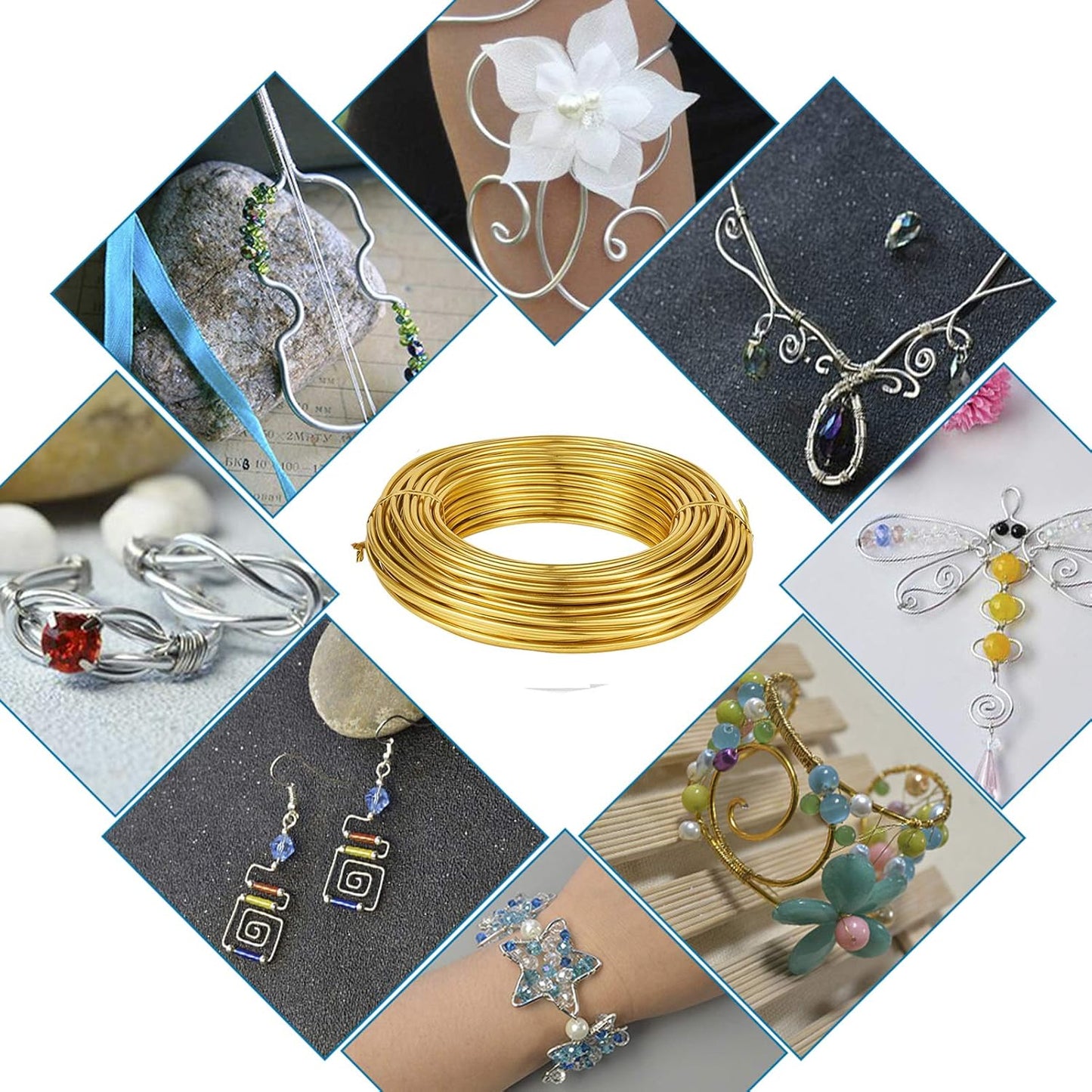 Fashewelry 32.8 Feet 5mm Gold Aluminum Wire Bendable Metal Craft Wire for Beading Sculpting Jewelry Making