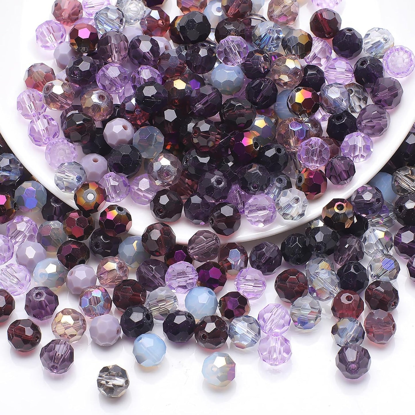 200 Pcs 6MM Crystal Glass Beads Set - Purple Rondelle Faceted Spacers for Jewelry, Bracelets, DIY Crafts