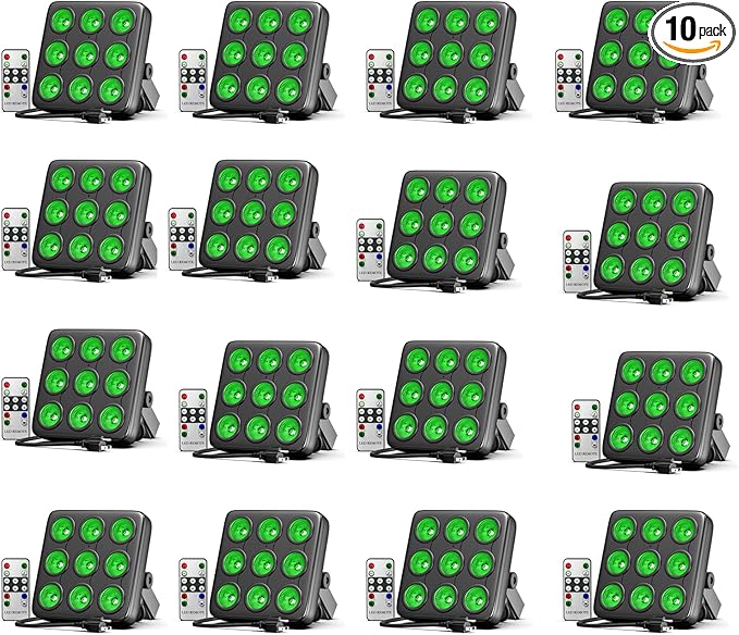 90W Square LED Stage Lights, Corded RGBW 4 in 1 Par Lights, LED Par Can by DMX & Sound Activated Control, Uplights for DJ Show Party KTV Halloween, 16 Pack