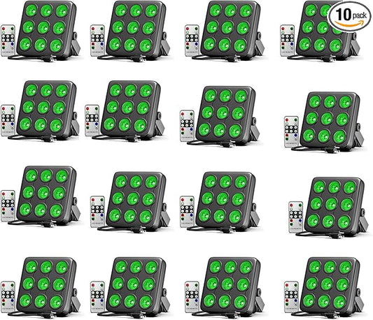 90W Square LED Stage Lights, Corded RGBW 4 in 1 Par Lights, LED Par Can by DMX & Sound Activated Control, Uplights for DJ Show Party KTV Halloween, 16 Pack