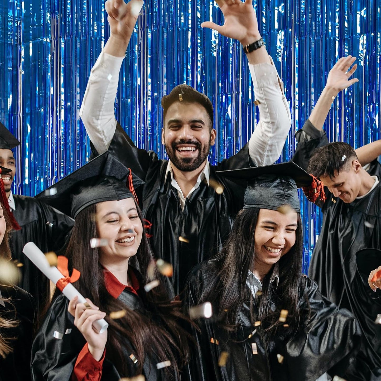 2 Pack Blue Party Decorations Ocean Party Decor Supplies Blue Party Streamers Birthday Decorations Tinsel Foil Fringe Curtains Photo Booth Props Celebration Decorations