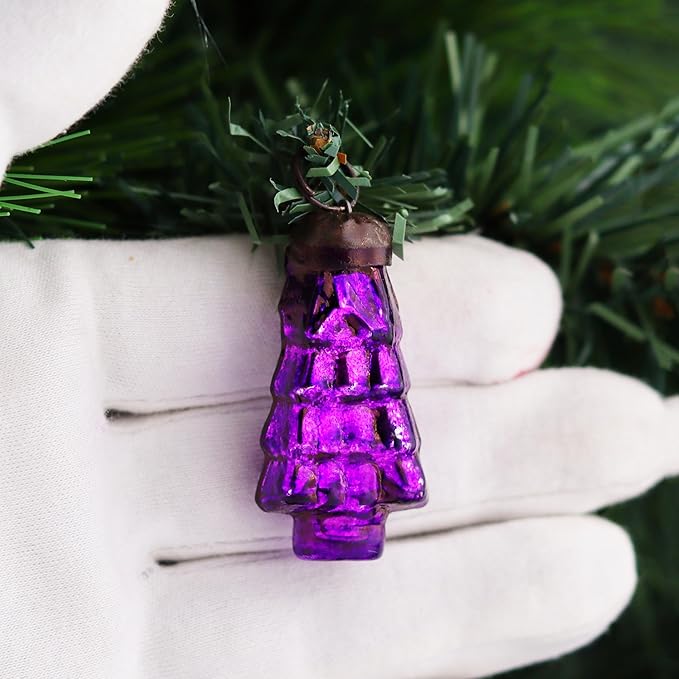 IndianShelf 300 Pieces Purple Glass Vintage Christmas Ornaments Mini Bulk Decorative Ornaments for Halloween, Christmas Tree, New Year, Valentine Day, Holidays, Event and Wedding (25 * 12 Boxes)