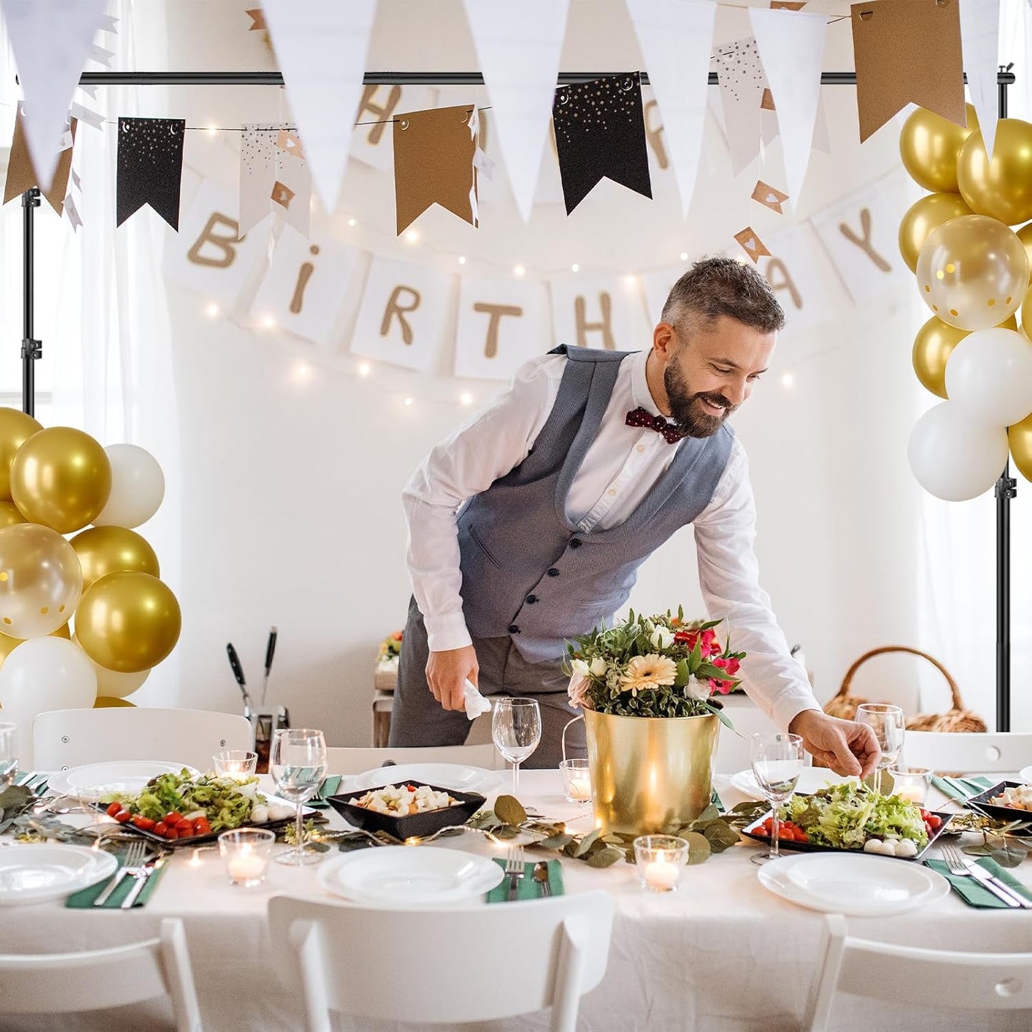 Backdrop Stand 10x6.6ft(WxH), Photo Studio Adjustable Background Stand Support System Kit with 8 Crossbars, 8 Clamps and Carrying Bag for Parties, Wedding, Photography, Decoration