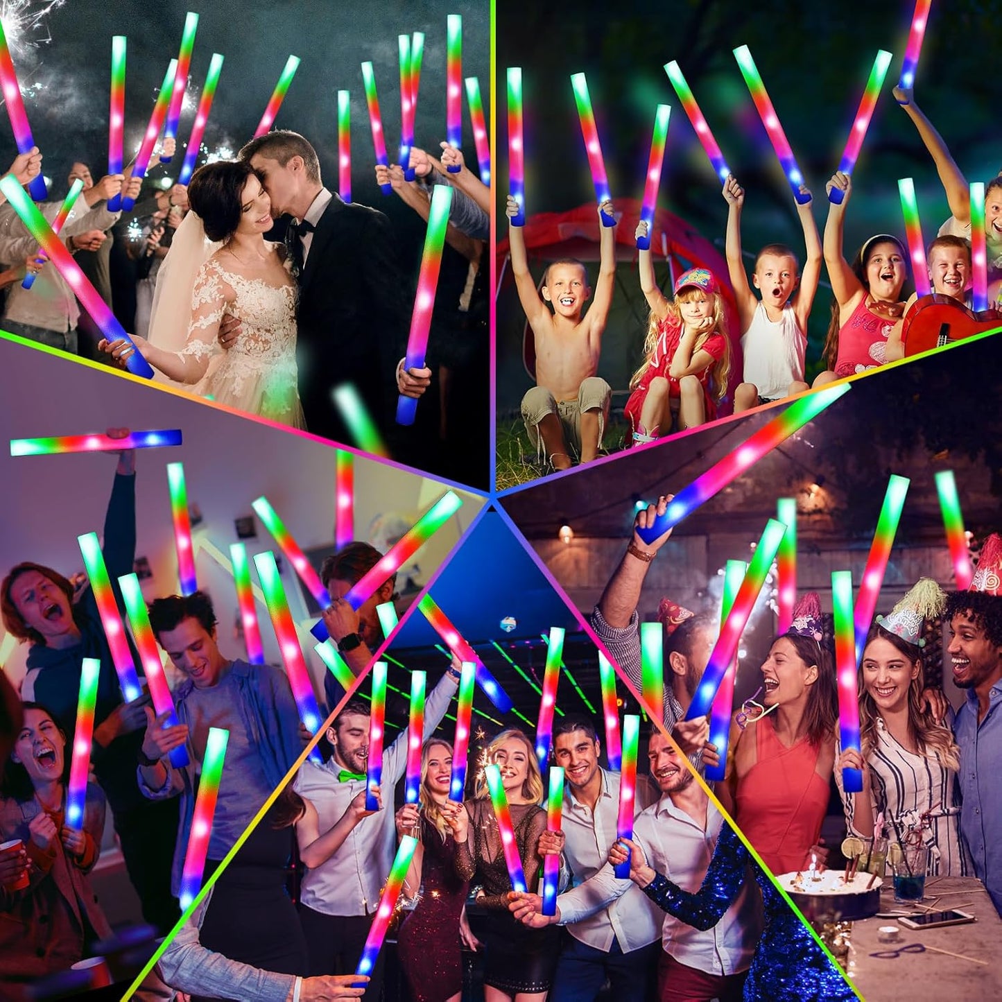 124 PCS Glow Sticks, Foam Glow Sticks, Foam Light up Sticks with 3 Modes Colorful Flashing, Glow In The Dark Party Supplies, Glow Sticks Bulk Party Pack, Foam Glow Sticks Bulk for Party, Raves