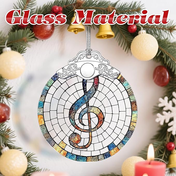 Musical Note Ornament, Stained Glass Christmas Decorations, Christmas Ornaments for Tree, Holiday Ornament, Gifts for Musical Lovers, Holiday Party Gifts, Gift Ideas & Xmas Gift