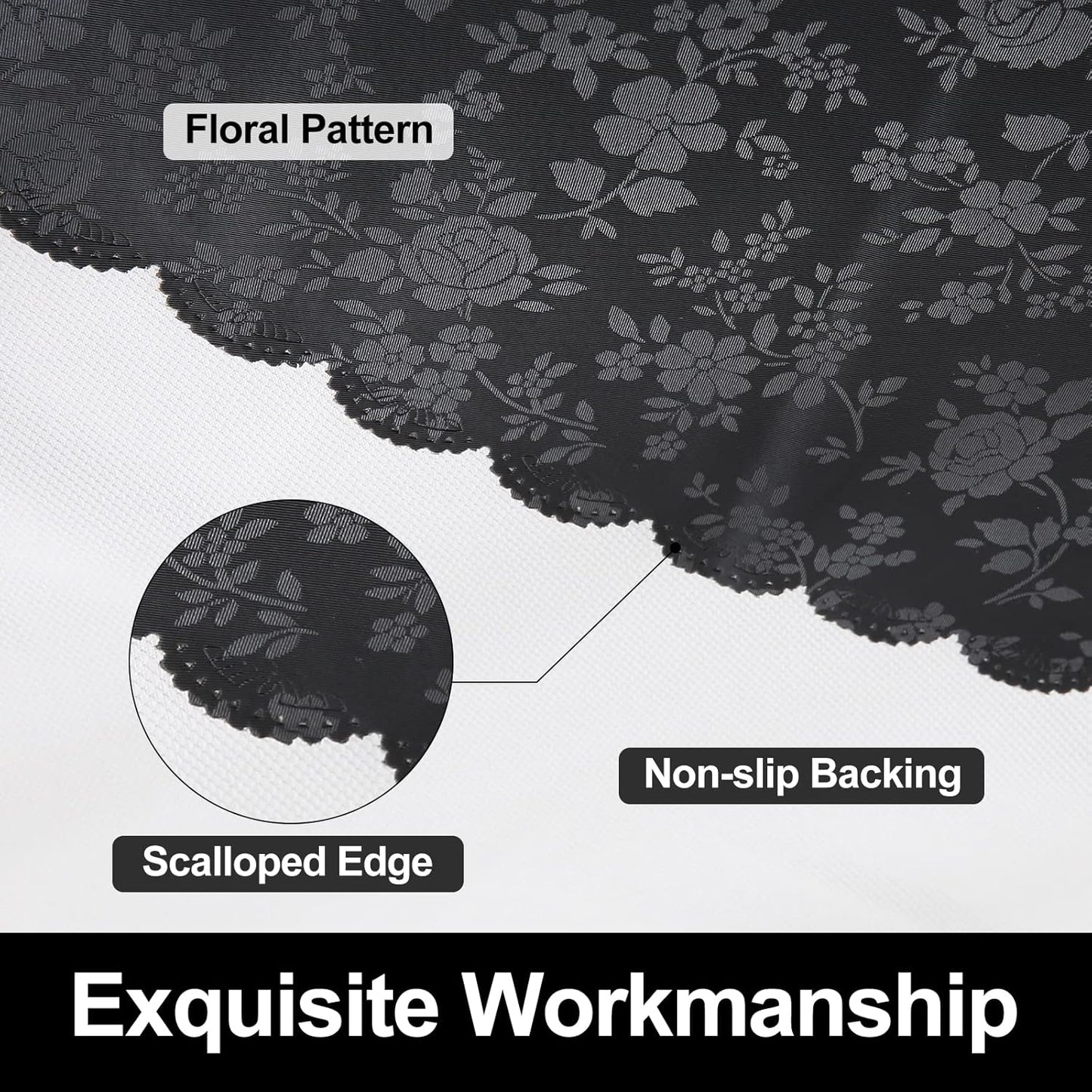 Smiry Rectangle Table Cloth, Waterproof Heavy Duty Vinyl Tablecloths, Wipeable Washable Table Cover for Kitchen and Dining Room (Black, 60" X 84")