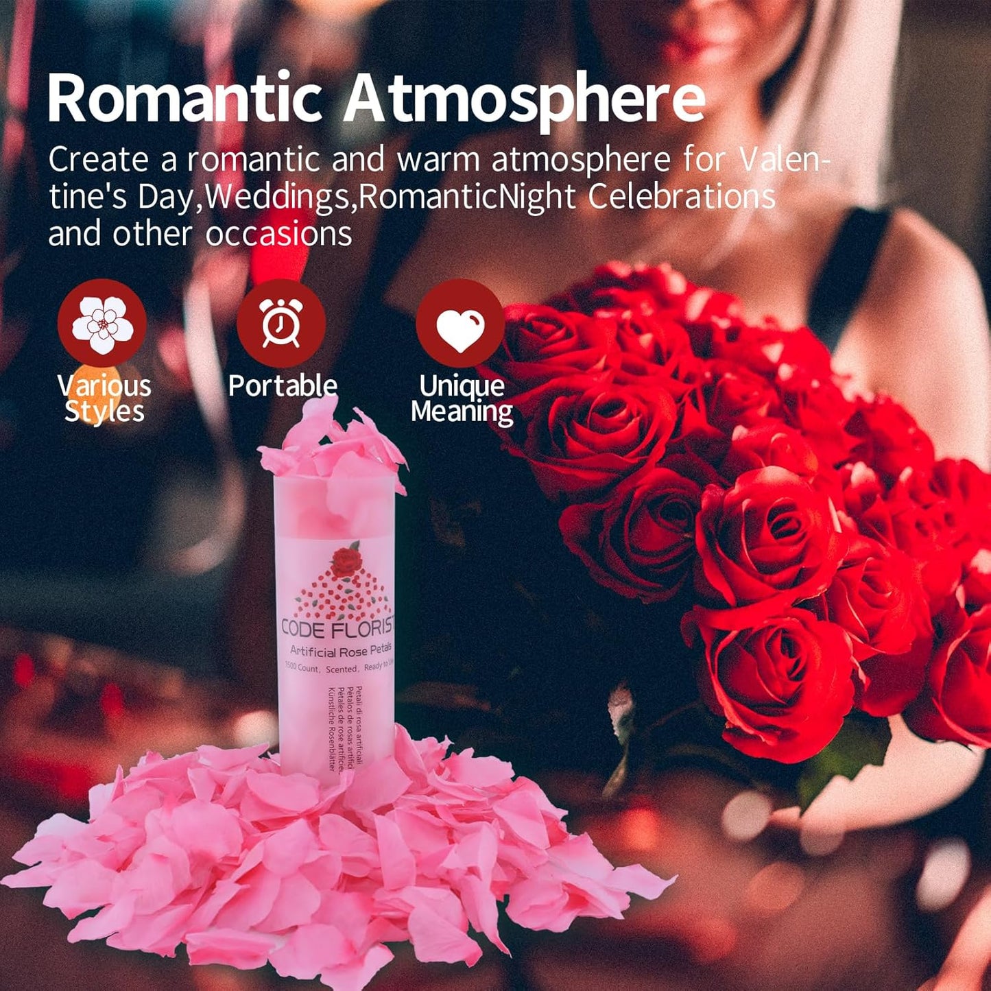 CODE FLORIST 1500 PCS Silk Rose Petals for Valentine's Day,Fake Rose Petals for Romantic Night,Wedding,Proposal Anniversary Flower Decorations(Separated,Scented,Light Pink&Hot Pink)