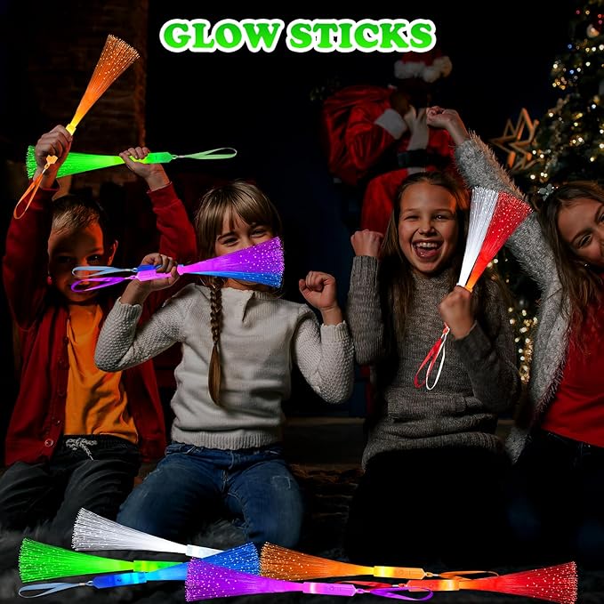 6 Pack Glow Sticks Toys Party Favors Supplies for Kids, Light Up Fiber Optic Wand Sparklers Fireworks Sticks for Toddlers, Neon Accessories Decorations for Mardi Gras,Carnival,Wedding,Birthday,Camping
