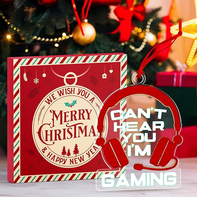 Gaming Ornaments for Christmas Tree - Innovative Gamer Ornaments 2025 Design, Gifts for Video Games Lovers, Unique Headphone Ornament, 'Can't Hear You, I'm Gaming' Theme, Ideal Gift for Gamers