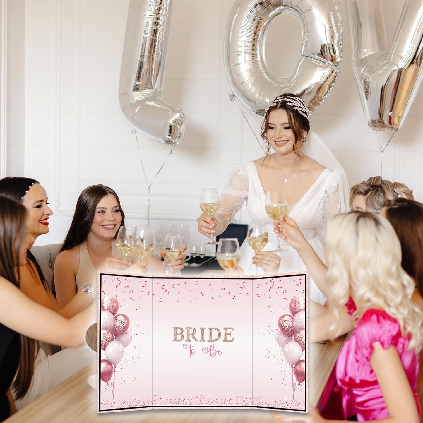 Pink Balloon Bridal Shower Decorations - Bride-to-Be Alternative Signature Guest Book for Women - 18 ''x12'' Signature Book Gifts - Bachelorette Party Wedding Reception Decor & Supplies - A06