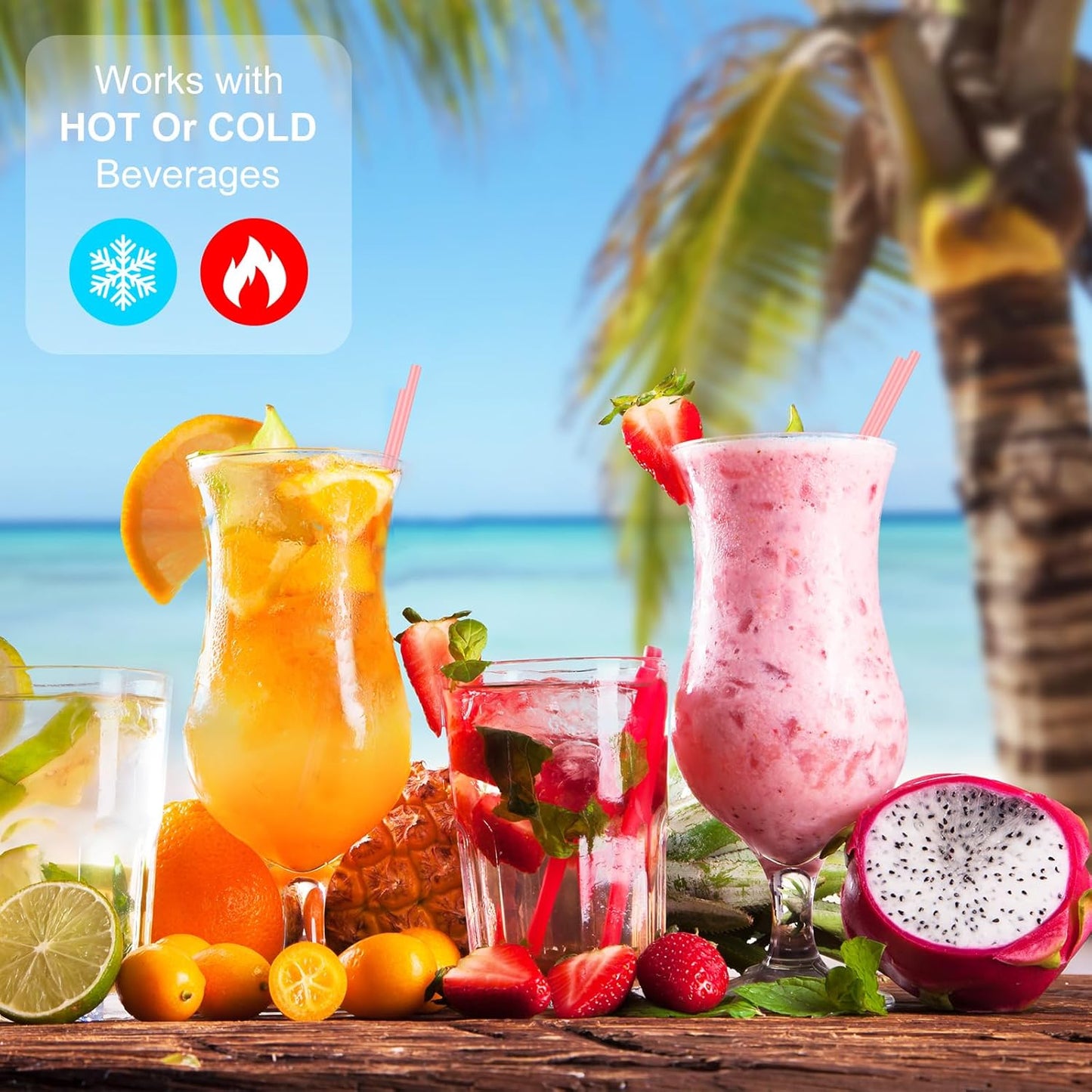 6000 Count Coffee Cocktail Stirrers Straws Disposable Plastic Sip Stir Sticks Cocktail Drink Stirrers Sticks Cups Straws for Bars Juice Drinking(Pink,7 Inch)