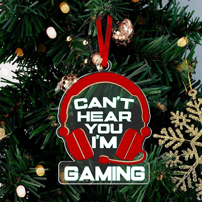 Gaming Ornaments for Christmas Tree - Innovative Gamer Ornaments 2025 Design, Gifts for Video Games Lovers, Unique Headphone Ornament, 'Can't Hear You, I'm Gaming' Theme, Ideal Gift for Gamers