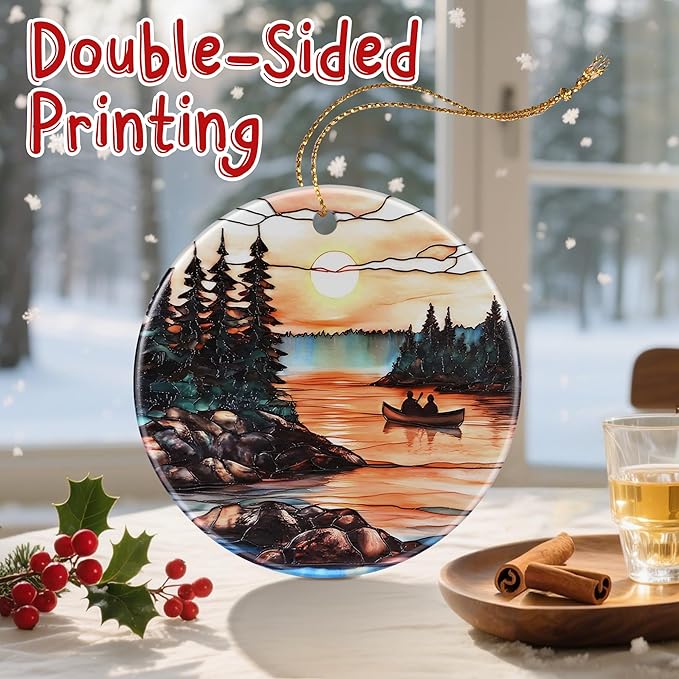 Serene Mountain Sunset Christmas Ornaments: Christmas Tree Decorations & Holiday Ornaments – Holiday Presents, Gift Ideas for Friends, Coworker, Family, and Nature Lovers