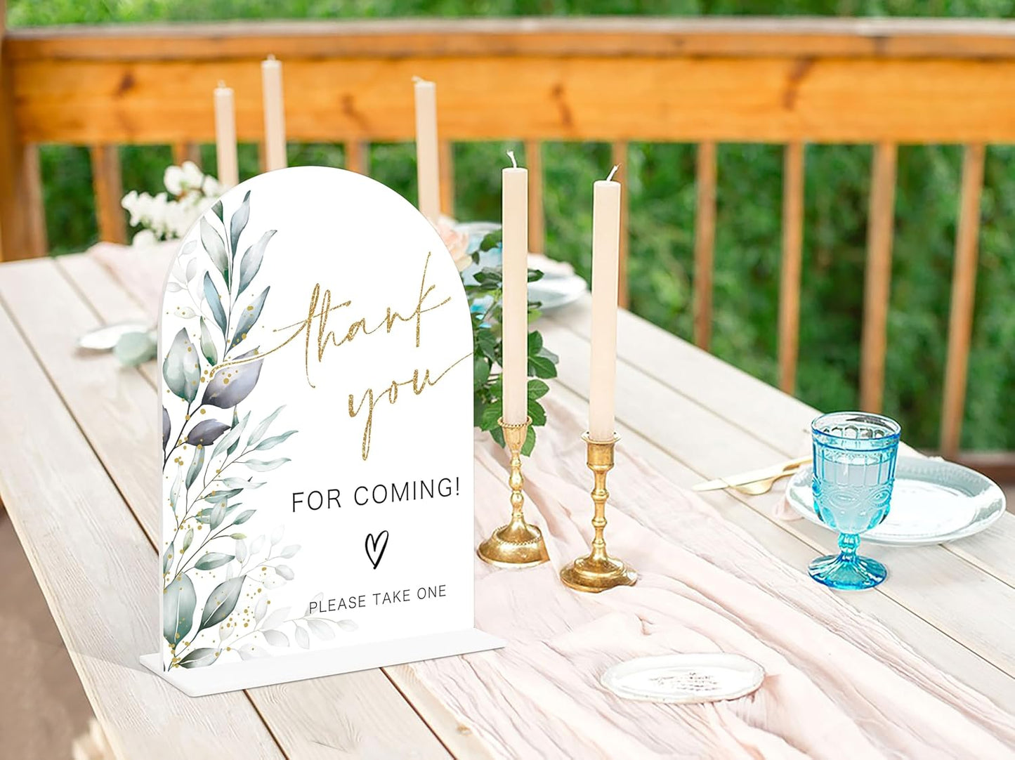 Acrylic Wedding Signs, Greenery Theme Thank You for Coming Sign, Wedding Reception Signage, Bridal Shower Table Decor with Stand, Engagement, Anniversary, Newlywed Events and Parties Supplies, 10