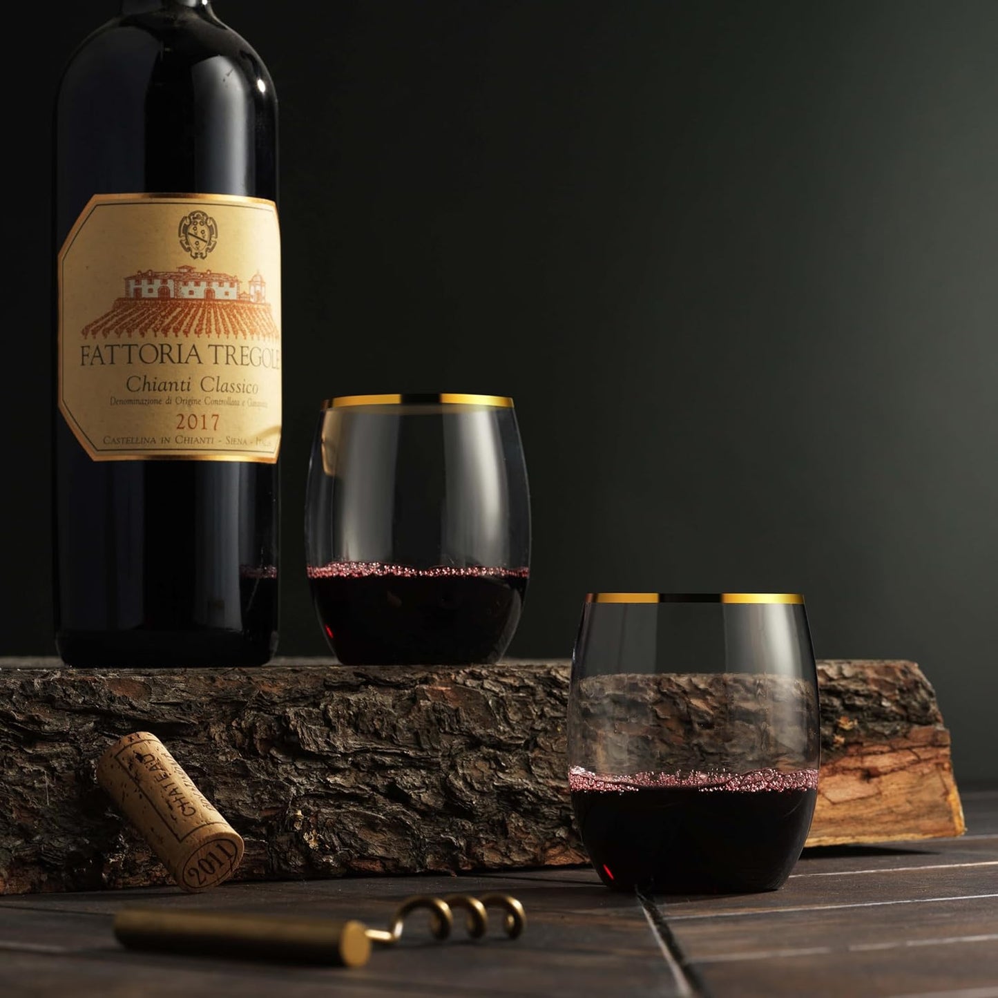 Munfix 48 Pack Plastic Stemless Wine Glasses with Gold Rim, Disposable 12 Oz Clear Plastic Wine Cups Shatterproof Recyclable and BPA-Free