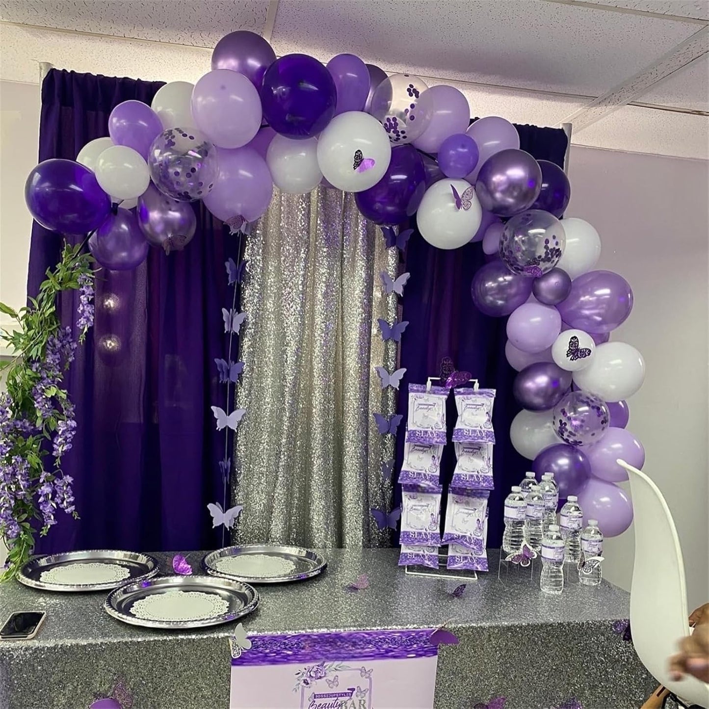 Purple and White Balloons, 30Pcs Dark Pastel Purple White Lilac Confetti Helium Balloons, Lavender Party Balloons for Girls Women Wedding Halloween Birthday Bridal Shower Graduation Party Decorations