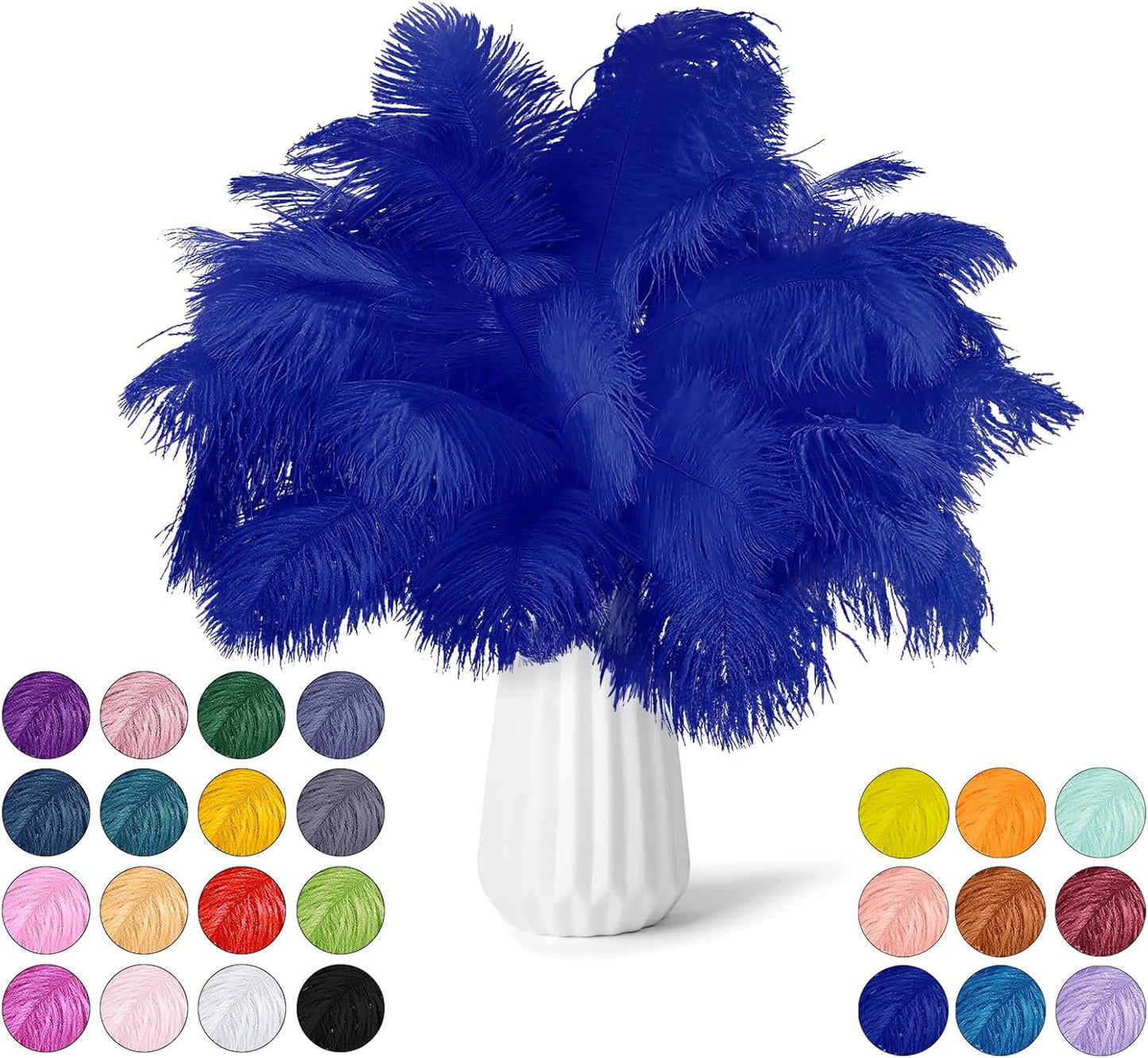 NEWONG 30pcs Royal Blue Ostrich Feathers Natural Bulk 8-10in（20-25cm） Vase Craft Wedding Home Party Centerpieces Christmas Day Decoration