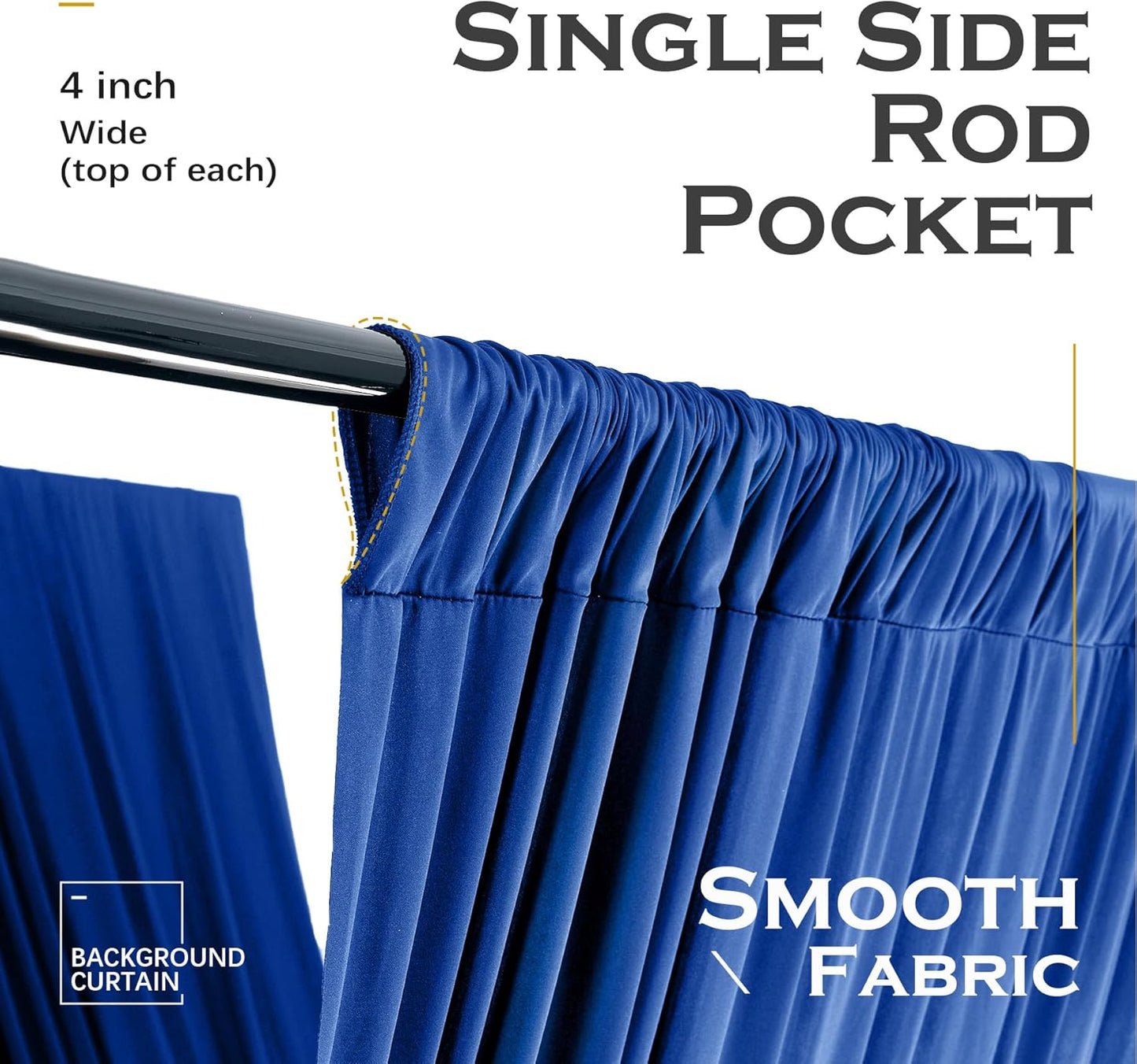 PartyVillage 10ftx40ft Royal Blue Ceiling Curtain for Wedding Parties – 2 Panels Wrinkle-Free 40 FT Long Tent Draping Curtains for Wedding, Birthday & Theme Parties, 40ft Height with Rod Pocket