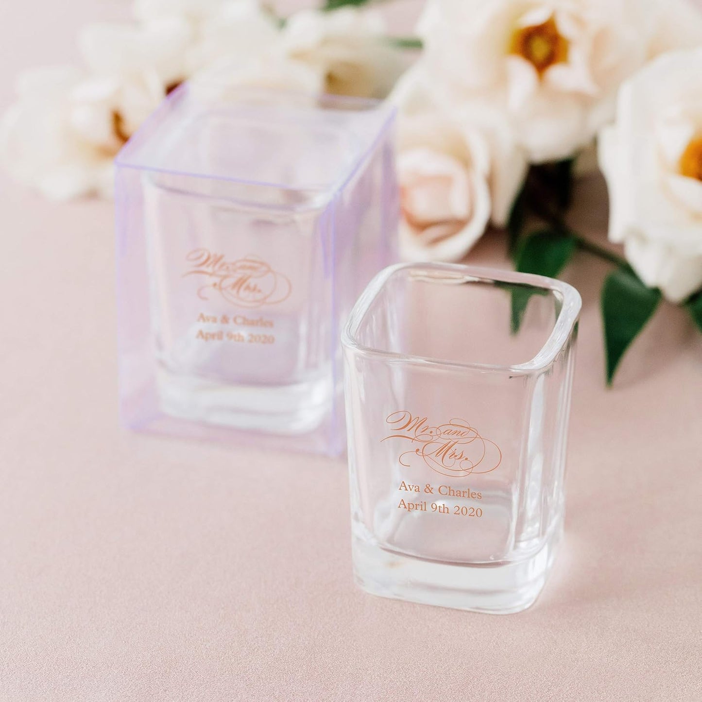 WEDDINGSTAR Personalized 2oz Square Shot Glass Customizable Full Color Print - 12 pack