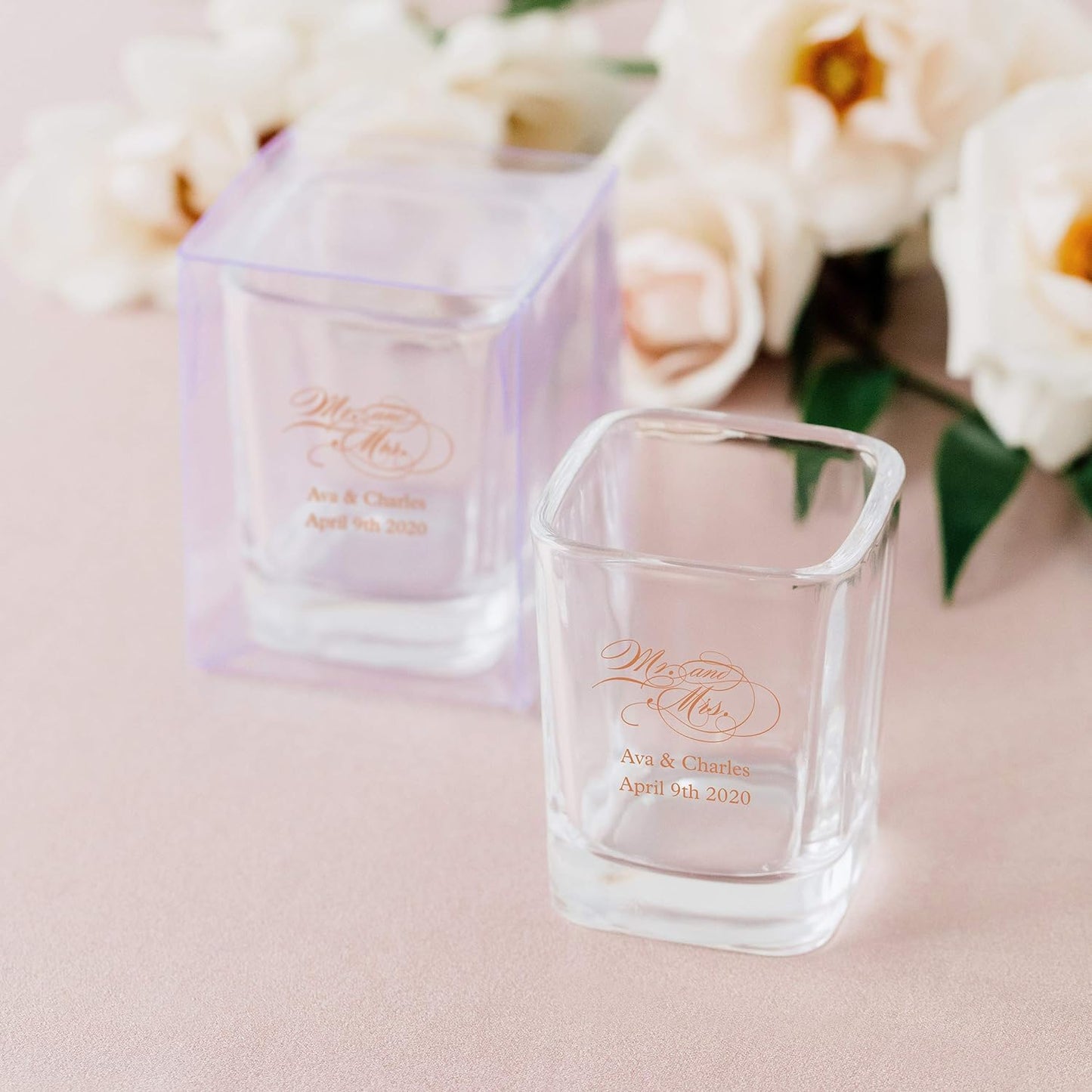 WEDDINGSTAR Personalized 2oz Square Shot Glass Customizable Full Color Print - 96 pack