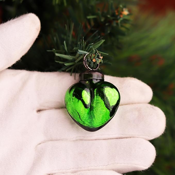 IndianShelf 300 Pieces Black & Green Glass Vintage Christmas Ornaments Mini Bulk Decorative Ornaments for Halloween, Christmas Tree, New Year, Valentine Day, Holidays, Event & Wedding(25 * 12 Boxes)