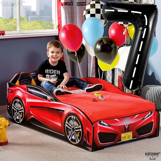 KatchOn Giant Checkered Number 7 Balloon - 40 Inch | 7th Birthday Balloon for 7th Birthday Decorations