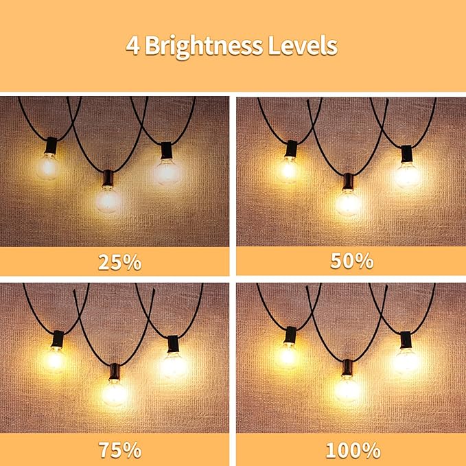 Outdoor String Lights with Remote, 50ft 25 Bulbs Low Voltage(24V) Patio Lights, Dimmable & Timer, IP65 Waterproof, G40 LED Hanging Lights for Outside, Deck, Garden, Backyard, Porch, Party
