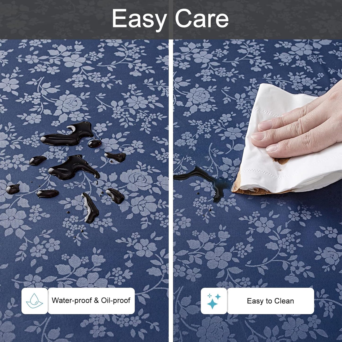 Smiry Rectangle Table Cloth, Waterproof Heavy Duty Vinyl Tablecloths, Wipeable Washable Table Cover for Kitchen and Dining Room (Navy Blue, 60" X 140")