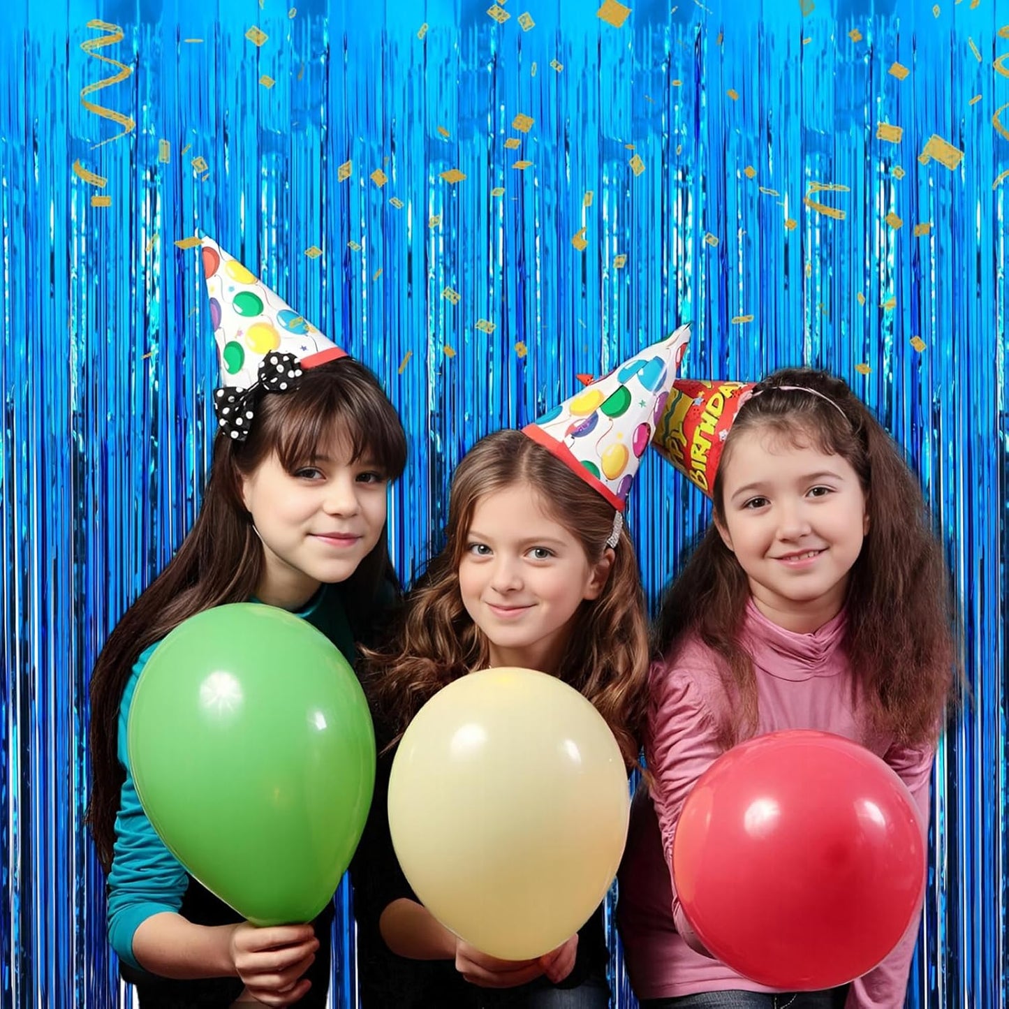 Blue Foil Fringe Curtain 3.3×8.3FT 6 Packs, Metallic Tinsel Curtains Party Streamers for Birthday Graduation Baby Shower Decoration (6pcs,3.3FT×8.3FT, Blue)